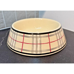 BURBERRY Nova Check Dog Food Bowl Water Bowl Porcelain 7.75" **READ**